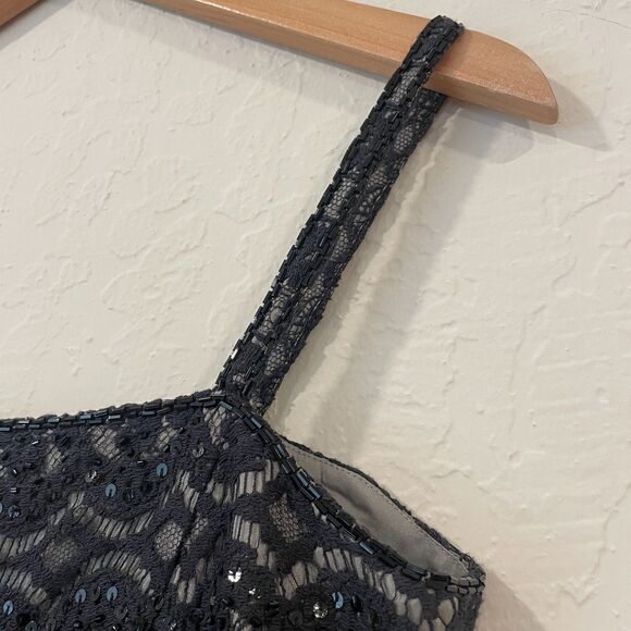 ~ Black sz 6 Cocktail Dress LBD Lace Sequin Sparkle Semi-Formal Rimini by Shaw - Picture 9 of 15